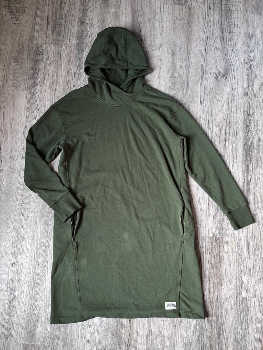 Duluth Trading Co. Women's Lazy French Terry Dress Hooded Size Large Color Green